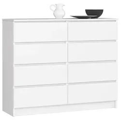 Raumhirsch Furniture Kommode, Hochkommode mit 8 Schubladen, Weiß, 120x99x40 cm - Geräumige Hochkommode mit 8 Schubladen für optimale Ordnung im Wohnraum oder Büro. Hergestellt aus widerstandsfähigem Material mit eleganter, matter Oberfläche – ideal für modernes Wohnen.