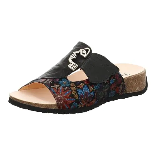 THINK! Damen Mizzi Hausschuh, Schwarz Kombi 9160, 41 EU Schmal - Damen-Hausschuhe mit chromfrei gegerbtem Futterleder für ein angenehmes Tragegefühl und elegante Optik, ideal für entspannte Stunden zu Hause.