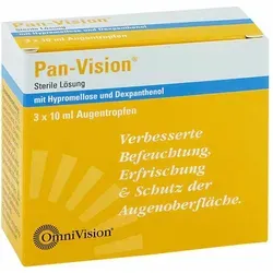 Pan Vision Augentropfen - Arzneimittel zur Linderung von Trockenheitsgefühlen und Reizungen der Augen, ideal bei Bildschirmarbeit und Umwelteinflüssen dank befeuchtender Hypromellose und Dexpanthenol.