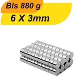 Neodym Magnet 6mm x 3mm - Supermagnete mit hoher Haftkraft - Kompakter Neodym Magnet 6x3mm mit N38-Qualität für starke Haltekraft. Ideal für vielseitige Anwendungen in Industrie und Haushalt. Langlebige Beschichtung sorgt für lange Lebensdauer.