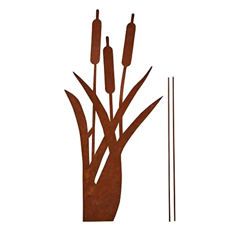 UNUS Garden Roststecker Schilfgräser - Gartenfiguren: Witterungsfester Gartenstecker in Rostoptik, perfekt zur Dekoration von Garten, Terrasse oder Balkon. Ein kreatives Geschenk für Gartenliebhaber!