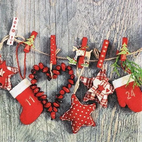 Servietten Xmas Garland Kalender Stern Weihnachten Advent Tischdeko 33x33cm 20