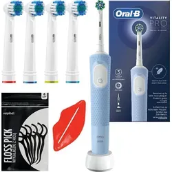 Oral-B Elektrische Zahnbürste Vitality Pro D103 Blau mit 4 Aufsätzen Timer - Blau