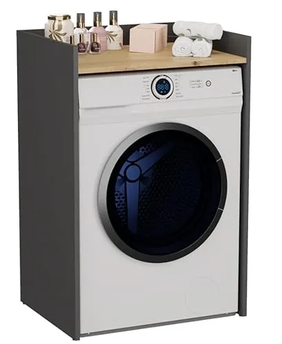 BDW Waschmaschinenschrank 97,5x64x50 cm, für Waschmaschine & Wäschetrockner, Badezimmerschrank Hoch, Badezimmer Möbel, Bad Schrank Badezimmerschrank (Anthrazit/Artisan-Eiche)