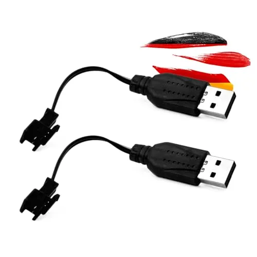 Stück USB-Ladekabel 3.7V 500-mAh SM-2P Stecker 13cm Länge, Schnellladung, LED-Anzeige f. Li-Ion, Ni-MH, Li-Po Akku, RC Fahrzeug, Auto, Drohne, Bagger, Beleuchtung, Spielzeug, Elektrogeräte, Werkzeug 2