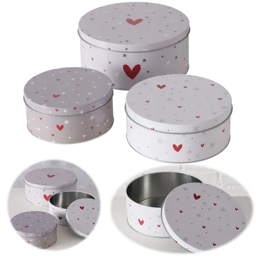 Dosen zur Aufbewahrung ANELLA, Ø 14-20 cm, 3er-Set - Frischhaltedosen aus robustem Metall in stilvollem Grau, ideal zum Aufbewahren von Lebensmitteln und zur Organisation Ihrer Küche.