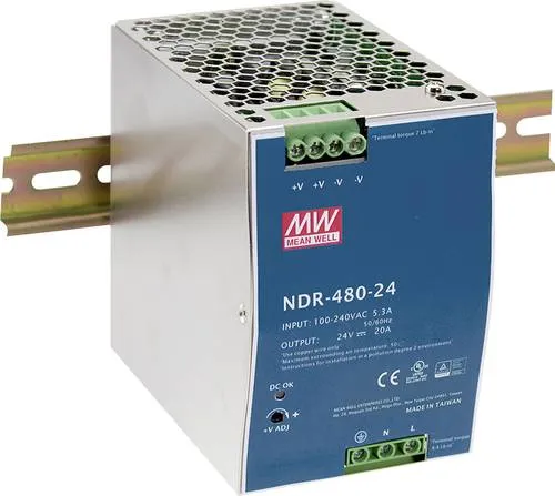 Mean Well MW NDR-480-24 Hutschienen-Netzteil 480W - Hutschienen-Netzteil mit 1 Ausgang, ideal für industrielle Anwendungen. Berührgeschützte Schraubanschlüsse und LED-Anzeige für DC OK sorgen für Sicherheit und Kontrolle.