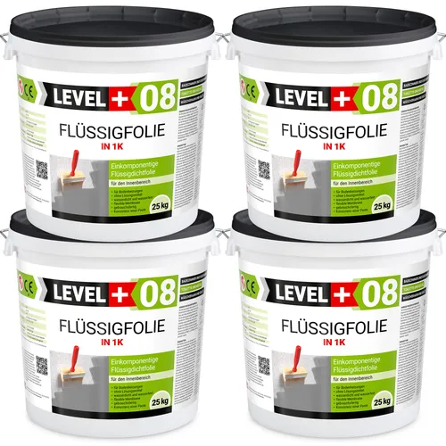 Level+ Dichtstoff Flüssigfolie L+08 - 1K Dichtfolie für Bad - Einkomponentige, gebrauchsfertige flüssige Dichtmembran für Innenräume, ideal für beheizte Bodenstrukturen. Wasser- und lösungsmittelfrei, mit sehr hoher Haftung für langlebigen Schutz.
