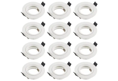 SEBSON Einbaustrahler GU10 - 12er Set Aluminium Rund - Einbauleuchtenverkleidung mit elegantem matt weißen Aluminiumrahmen, ideal für moderne Wohnräume. Einfache Montage und geeignet für LED oder Halogen GU10 Leuchtmittel.