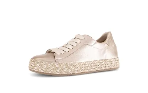 Gabor Damen Low-Top Sneaker - Puder (Lurex) - Damen-Sneaker aus Glattleder mit flacher TR-Sohle und komfortabler Einlegesohle, ideal für stilvolle Freizeitlooks.