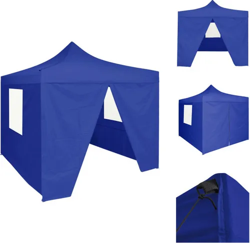 vidaXL Profi-Partyzelt Faltbar mit 4 Seitenwänden 2×2m Stahl Blau