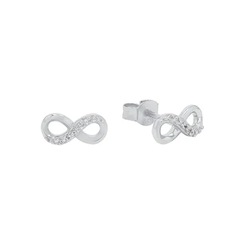 Amor Ohrstecker Infinity aus 925 Sterling Silber - Elegante Damen Ohrstecker aus 925 Sterling Silber mit funkelndem Zirkonia, ideal als Geschenk in einer Schmuck Geschenk Box - perfekt für besondere Anlässe.