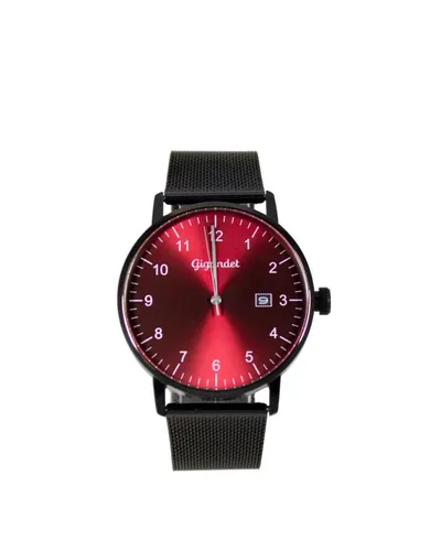 Gigandet Quarzuhr Armbanduhr Herren Quarz Schwarz Edelstahl Datum Rot G26-011, Mineralglas, Datumsanzeige, arabische Ziffern