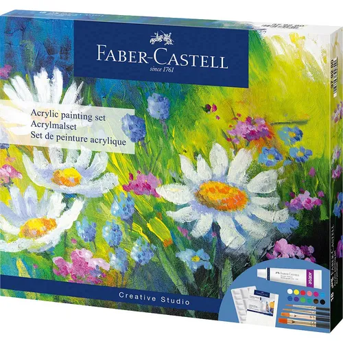 FABER-CASTELL Acryl Bastelfarben-Set farbsortiert, 1 Set
