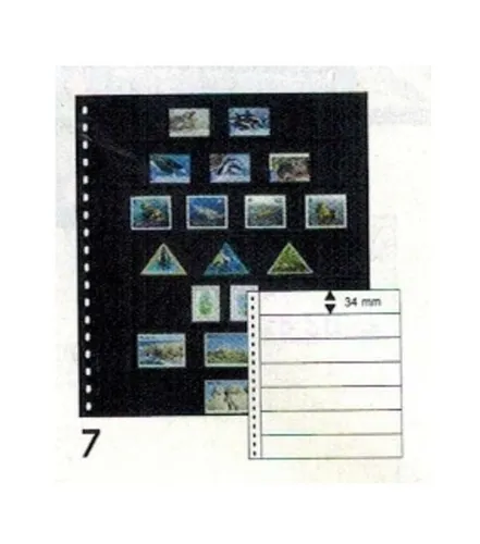 5-LINDNER-07P-Omnia-Einsteckblätter-schwarz-2x-7-Streifen-Taschen-245x34-mm