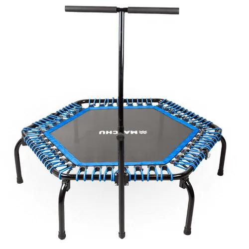 Matchu Sports Mini Trampolin bis 150 kg belastbar Ø 110cm - Fitnesstrampolin PRO mit höhenverstellbarm Haltegriff - Trampoline für Sport und Ausdauer