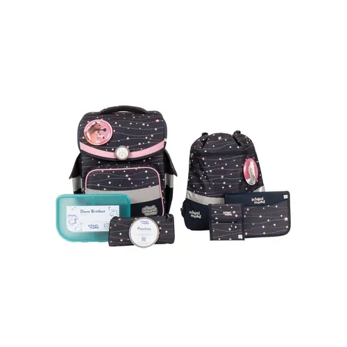 SCHOOL-MOOD Schulranzen Timeless Air+ Ella Pony - 7-teiliges Set, leichter Ranzen in Blau Rosa, ideal für die Grundschule