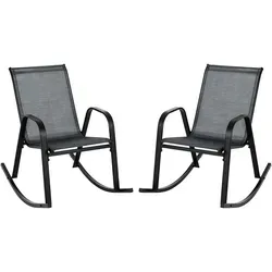 Costway Schaukelstuhl Schwarz aus Metall, 62x86x91 cm