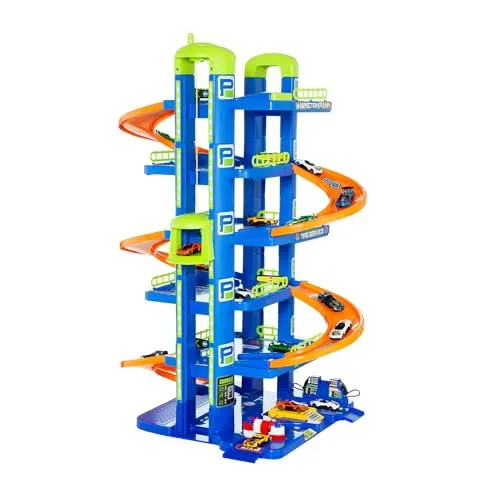MOLTO | 6 Stockwerke Parkhaus Blau für Kinder mit Garage, Rampen, Leinen, Aufzug, Tankstelle und Bohrung | Kinderspielzeug | + 3 Jahre