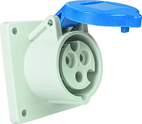 as - Schwabe - CEE Anbaudose - Camping Steckdose - 230 V, 16 A, 3-polig - Outdoorkupplung - - Flanschmaß 75x75 mm, Einbautiefe 33 mm - zur Verwendung im Außenbereich geeignet - IP44 - blau, 60480