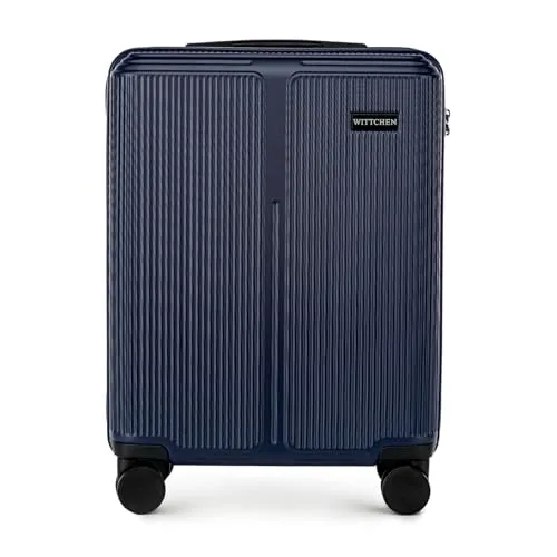 WITTCHEN Stripes Line | Kabinenkoffer 55 × 39 × 20 cm (M) | Hartschale ABS handgepäck koffer 36 l, 4 Rollen 360° & Zahlenschloss | Handgepäck tasche für Lufthansa/Eurowings/Ryanair | Farbe: Marineblau