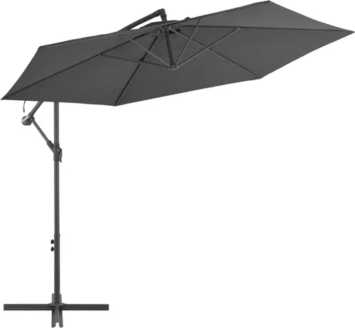 The Living Store Ampelschirm mit Alu-Mast 300 cm Anthrazit