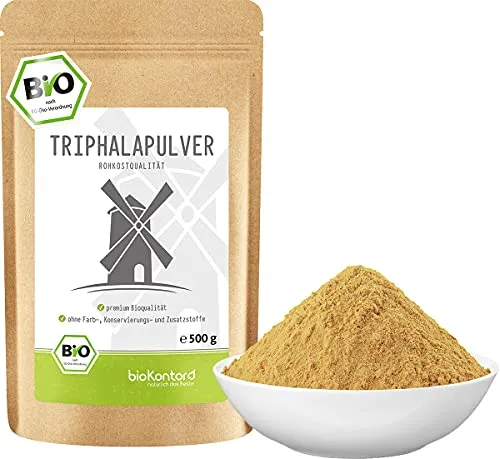 Triphala Pulver BIO 500 g I Ayurveda Früchte Amla, Haritaki, Bibhitaki I 100% aus kontrolliert biologischem Anbau I bioKontor