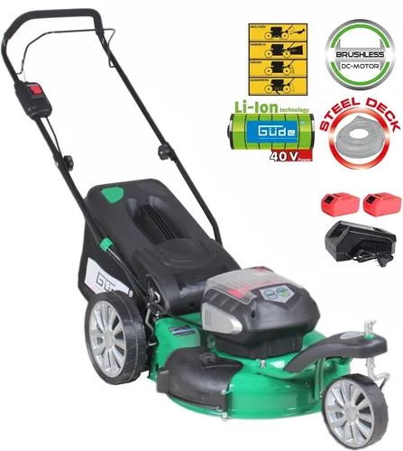 GÜDE Rasenmäher Trike Akku 2x40V elektro Akkurasenmäher Mäher 460/40-5.0 S 46cm