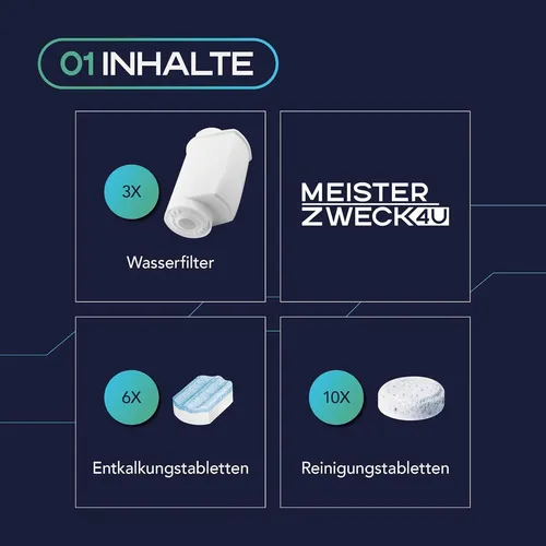 MEISTERZWECK4U Siemens Pflegeset für Kaffeevollautomat EQ Series - Reinigungstabletten für Kaffeevollautomaten, kompatibel mit Bosch. Sorgt für eine einfache und gründliche Reinigung für besten Kaffeegenuss.