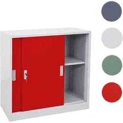 Aktenschrank Boston HWC-F41, Stahlschrank mit Schiebetüren 90x90x45cm - rot - Büroschränke mit abschließbarem Stauraum, verstellbaren Einlegeböden und hochwertiger Pulverbeschichtung für sicheren und flexiblen Dokumentenaufbewahrung.