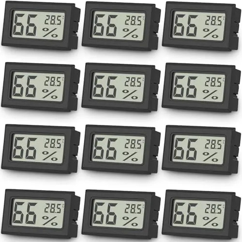 12er Set Vaikby Digital Indoor Thermometer Hygrometer, LCD Room Hygrometer Innen, Temperature Humidity Meter Luftfeuchtigkeitsmesser for Home Office Greenhouse