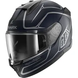 Shark D-Skwal 3 Drone Helm, blau-silber, Größe M - Motorradhelm mit kratzfestem Visier und integriertem Sonnenvisier, ideal für Brillenträger und bietet besten Schutz bei Fahrten.