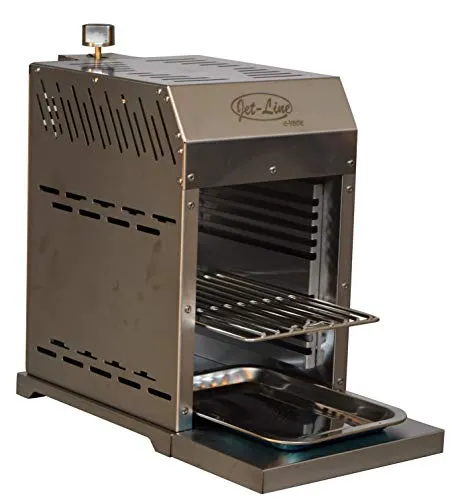 Jet-Line® Infrarot Steak Hochleistungs Grill Oregon - Outdoor Grill mit bis zu 800 °C für perfekte Steaks und Geschmacksexplosionen. Aus Edelstahl, inkl. Grillrost und Fettschale, ideal für Fleischliebhaber.