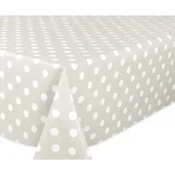 Beautex Tischdecke Wachstuchtischdecke glatt Taupe, Punkte Weiß abwischbar Tischdecke (1-tlg) grau Eckig | 140 cm x 240 cm