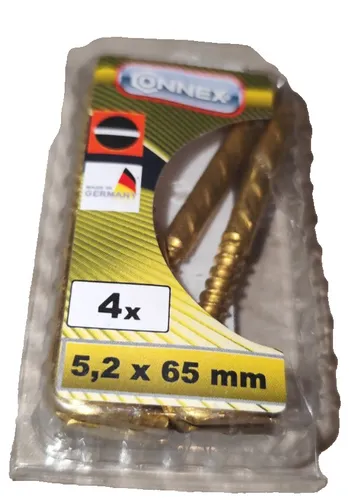 Schraubhaken Schlitzschraubhaken gerade 5,2x65 mm 4 stück vermessingt Wandhaken