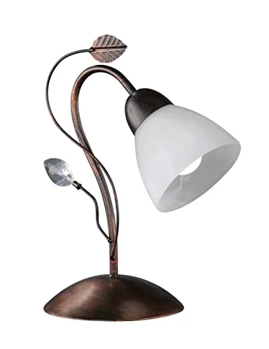Trio Leuchten Tischleuchte Traditio - Elegante Tischlampe in rostfarbigem Antik-Metall mit weißem Glas, ideal für stimmungsvolle Beleuchtung in Ihrem Wohnraum. Exklusive Leuchtmittel, Höhe 32 cm.