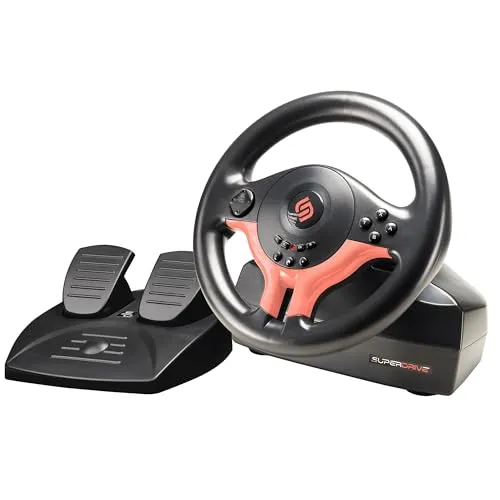 SUBSONIC – Superdrive SV250-S Lenkrad – Switch 2 / Switch Racing Wheel. 180° Drehung, mit Pedalen und Schaltwippen – Red Edition
