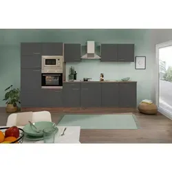 Küchenzeile mit Geräten in Grau/Eiche Dekor, 330 cm in grau von Respekta