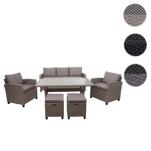 Mendler Poly-Rattan Garnitur HWC-E95 - Stilvolles Garten-Lounge-Set - Gartenmöbel-Set mit Sofa, Tisch und Sesseln aus hochwertigem halbrunden Rattan. Robust, pflegeleicht und mit bequemen Kissen für höchsten Sitzkomfort. Perfekt für Garten, Terrasse oder Balkon.
