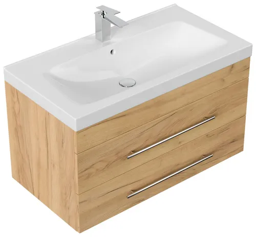 Magnolia Home Waschtisch Badmöbel Mia 90 SoftClose Eiche - Hochwertige Badmöbel mit SoftClose-Funktion für sanftes Schließen. Direkt ab Werk in Deutschland gefertigt, bieten wir langlebige Materialien und ein modernes Design, ideal für Ihr Badezimmer.