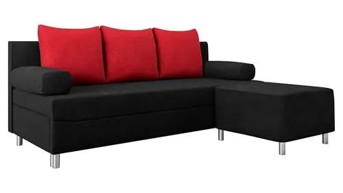 Mirjan24 Schlafsofa Rot, 3-Sitzer L-Form - Stylisches 3-Sitzer Schlafsofa in Rot mit Schlaffunktion und Bettkasten, ideal für Wohnzimmer und Gästezimmer. Maße 192x80 cm bieten Komfort und Platz.