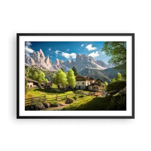 Wandposter Art Prints 70x50cm Poster Schwarzrahmen Berge Landschaft Alpen Küche Wanddeko Bild Wand Kunstdruck Deko Wandbilder Dekoration Wohnzimmer Schlafzimmer Modern Wall Art Decor P2BAA70x50-5814