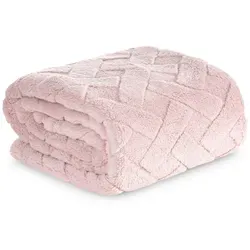 Wohndecke CARO, Design91, Karierte Kuscheldecke ideales Geschenk Weiche, warme Decke rosa 200 cm x 220 cm