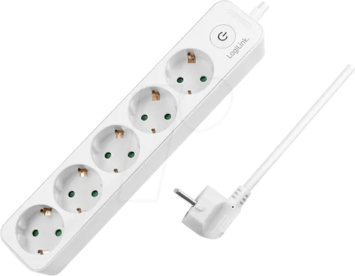 LOGILINK LPS246 - Steckdosenleiste,5-fach, 1,5 m, mit Schalter, weiß
