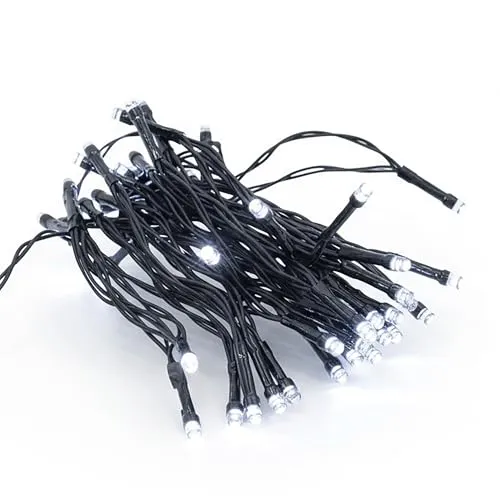 Spetebo Außen Lichterkette kalt weiß mit Timer und 8 Funktionen - 48 LED / 3,5 m - Weihnachts Lichterkette mit Speicherchip - Garten Weihnachten Advent Winter Deko Beleuchtung Batterie betrieben