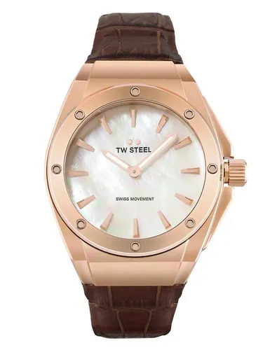TW Steel CE4034 CEO Tech Damenuhr 38 mm - Sportliche Quarzuhr mit 10ATM Wasserdichtigkeit, elegantem perlmuttfarbenem Zifferblatt und robustem Edelstahlgehäuse, ideal für jeden Anlass.