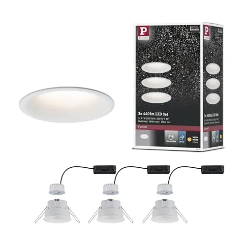 Paulmann LED-Bad-Einbauleuchte 3er Set 18.9W - Einbauleuchten - 100% minimalistisches Design mit transparentem Material für nahezu unsichtbare Leuchten und blendfreie Beleuchtung durch zurückgesetzte Leuchtmittel.