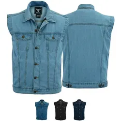 BULLDT Motorradweste BLD698 Jeansweste Biker Kutte Denimweste Bikerweste Motorradweste Weste blau 48/S