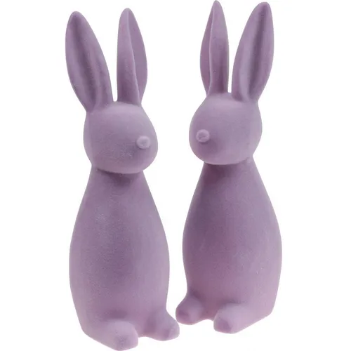 Deko-Osterhase Flieder Lila Beflockt 29,5cm – 2er Set für Ostern - Stylisches 2er Set von lila Deko-Osterhasen, ideal für festliche Osterdekoration. Hochwertige Verarbeitung und modernes Design bringen festliche Stimmung in Ihr Zuhause.