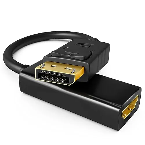 HB-DIGITAL DisplayPort 1.1 Adapter DP Stecker auf HDMI Buchse 4K2K Auflösung 10,2 Gbit/s HDR vergoldete Kontakte Umwandler - Grafikkarte PC Monitor IPTV Box HDTV 1080p schwarz